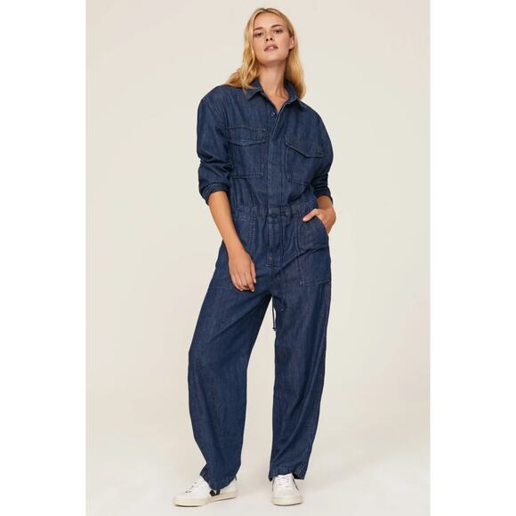 Levi's Baggy Surplus Jumpsuit Dark Wash Denim Small Coveralls Boilersuit Utility - Picture 11 of 11